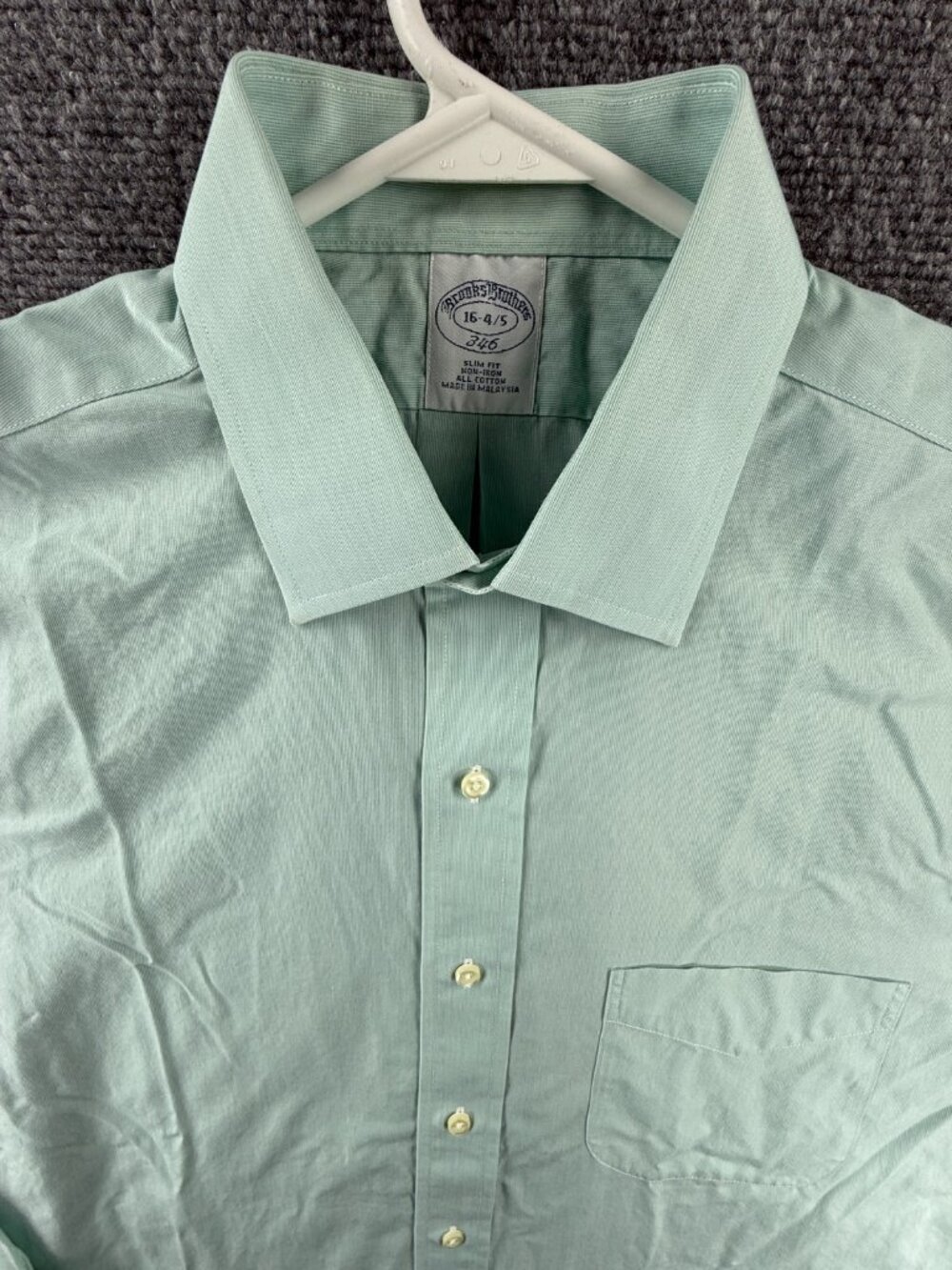 Brooks Brothers 16 4/5 Striped Non-Iron Cotton Slim Green Preppy Mens Shirt